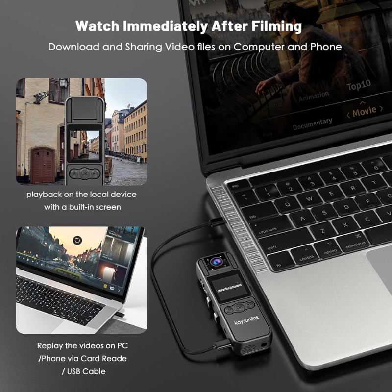 Caméra Corps 1080P FHD Portable 128GB avec Audio Vidéo