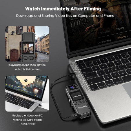 Caméra Corps 1080P FHD Portable 128GB avec Audio Vidéo