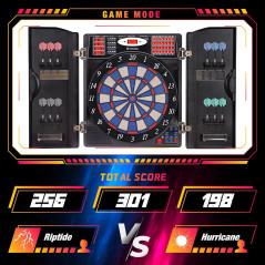 WIN.MAX Electronic Dart Board Cabinet Set – LED Soft Tip Dartboard for Adults