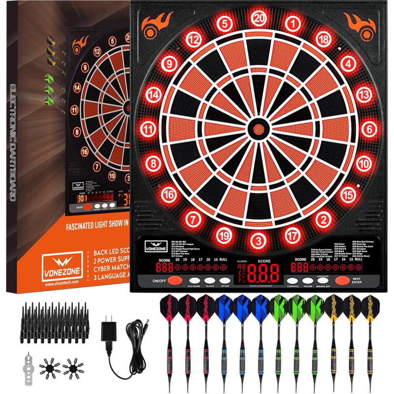 Ciblez le titre SEO : Fléchettes Électroniques LED Pro 12 Fléchettes