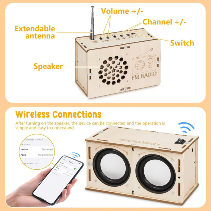 Kit Scientifique Enfant: Construis Ton Haut-Parleur Bluetooth & Radio FM DIY - STEM 8-14 Ans! Kit Scientifique Enfant: Construis Ton Haut-Parleur Bluetooth & Radio FM DIY - STEM 8-14 Ans!