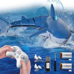 Jouet Requin Télécommandé 1:18 pour Enfants avec Lumière & Spray
