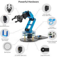 6DOF Robotic Arm Kit with 5 Servos, Claw & PC APP Control Tutorial