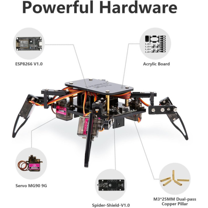 Build Your Own Spider Robot: STEM ESP8266 Robotics Kit for Teens & Adults - App Controlled! Build Your Own Spider Robot: STEM ESP8266 Robotics Kit for Teens & Adults - App Controlled!