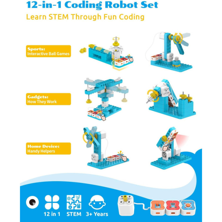 WhalesBot A3: Robot de Codage STEM 12-en-1 - Éveille la Créativité des Enfants (3-6 ans)!