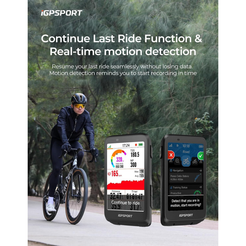 iGPSPORT BiNavi Bike Computer – Touch Screen GPS, Music & Climb Tips