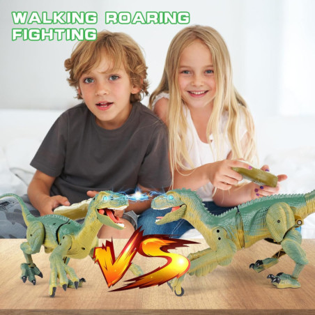 Dino télécommandé VERTOY - Grand Vélociraptor lumineux et sonore, cadeau idéal 3-12 ans