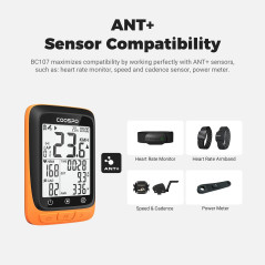COOSPO Compteur Vélo GPS Sans Fil, Étanche avec Bluetooth