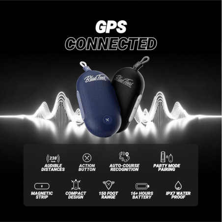 Blue Tees Golf Player Go – GPS Compact, Haut-parleur Bluetooth, Étanche IPX7, 40,000+ Parcours, 16h Batterie
