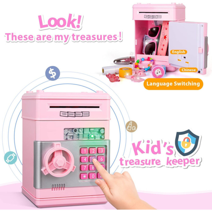 Tirelire Électronique Enfant Fille 5-10 Ans - Coffre ATM Cadeau Anniversaire Jouet Sécurisé Tirelire Électronique Enfant Fille 5-10 Ans - Coffre ATM Cadeau Anniversaire Jouet Sécurisé