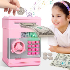 Coffre Tirelire Électronique Fille 5-10 Ans Cadeau Anniversaire