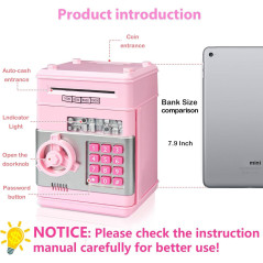 Coffre Tirelire Électronique Fille 5-10 Ans Cadeau Anniversaire