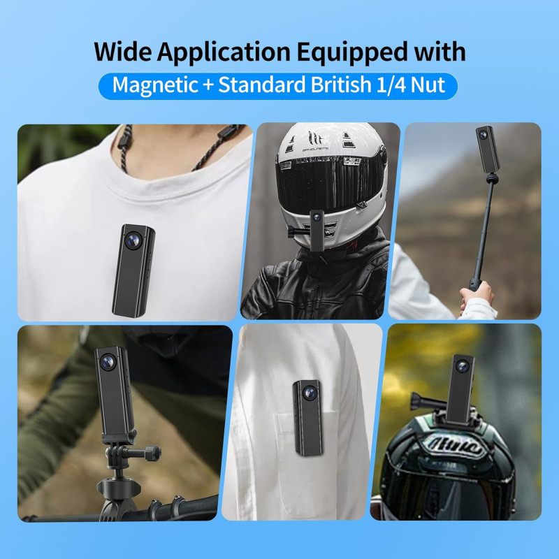 Mini Body Camera 64GB 4K 30FPS Wearable POV Camcorder for Sports & Vlogging