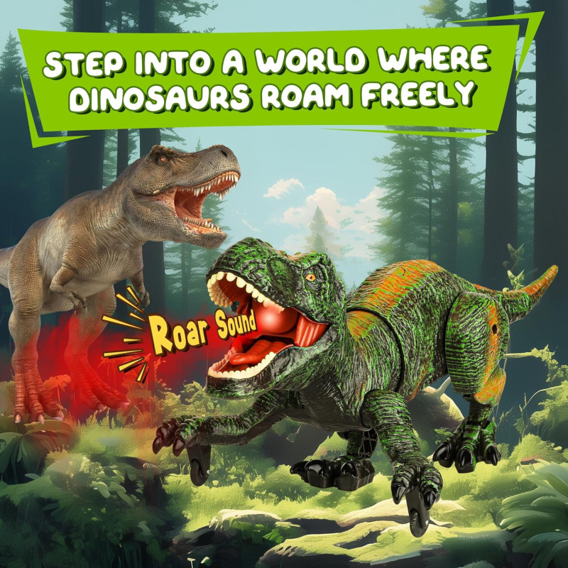Dino Télécommandé Enfant 3-7 ans - Jouet RC Lumière & Son