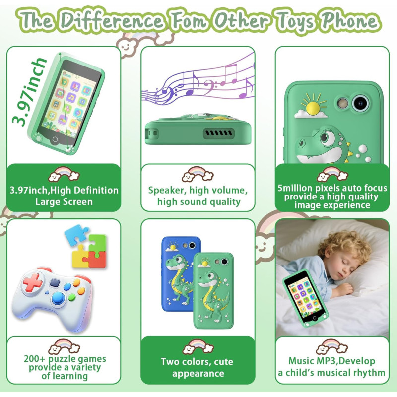 Smartphone Jouet Fille 3.97 Écran Tactile Cadeau 3-12 ans