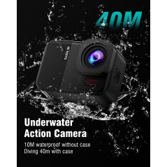 Caméra Sport 4K60fps Étanche 10M avec Écran Tactile 48MP