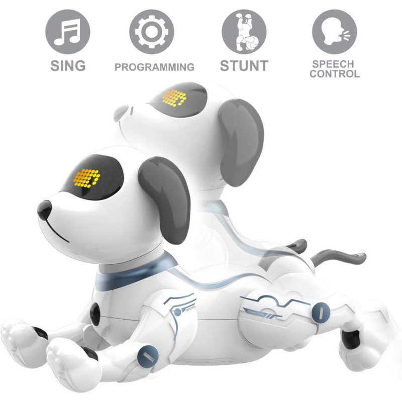 Fisca Remote Control Robotic Dog Toy with Voice & Stunt Controls for Kids