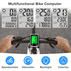 Compteur vélo filaire LCD MPH/KM/h avec fonctions multiples
