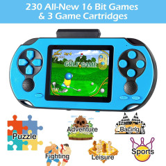 16-Bit Retro Handheld Game Console with 230 Games & USB Rechargeable