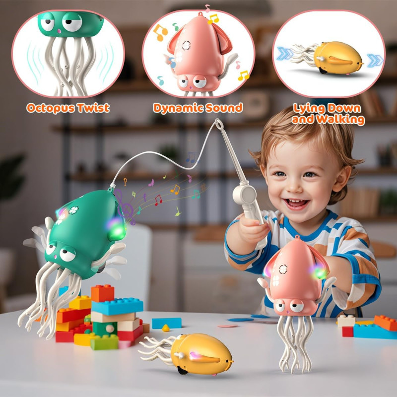 Magic Dancing Octopus Toy - LED Light Show & Music, USB Rechargeable