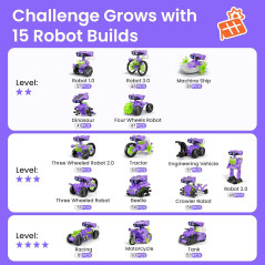 Sillbird Solar Robot Kit STEM Toy for Boys 8-12 | 15-in-1 DIY Set