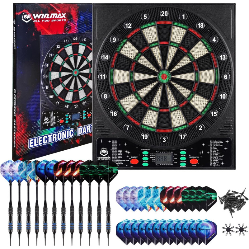 WIN.MAX Electronic Dart Board with LED Display & 12 Soft Tip Darts