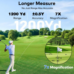 Télémètre de Golf 1200Y Slope, Rechargeable, 7X, Vibration