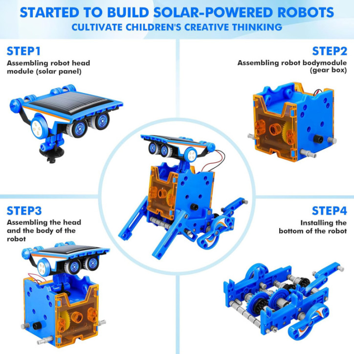 Kit robot solaire 13-en-1 : construisez, apprenez et amusez-vous avec l’énergie du soleil Kit robot solaire 13-en-1 : construisez, apprenez et amusez-vous avec l’énergie du soleil