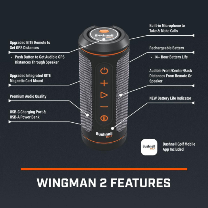 Haut-parleur golf intelligent Wingman 2 : distances précises et ambiance garantie à chaque trou Haut-parleur golf intelligent Wingman 2 : distances précises et ambiance garantie à chaque trou