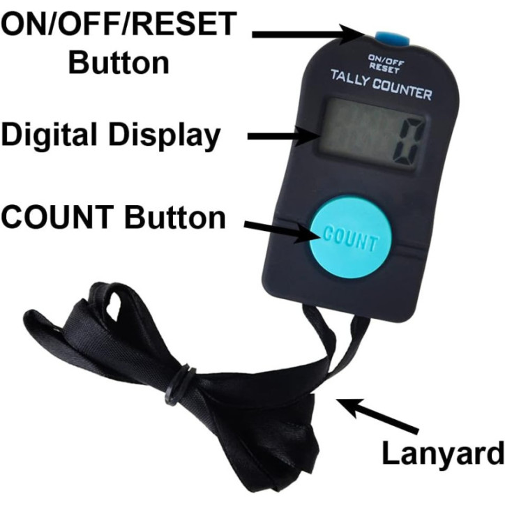 Compteur manuel électronique TopTie digital pour golf, pêche, personnes avec clic et cordon Compteur manuel électronique TopTie digital pour golf, pêche, personnes avec clic et cordon