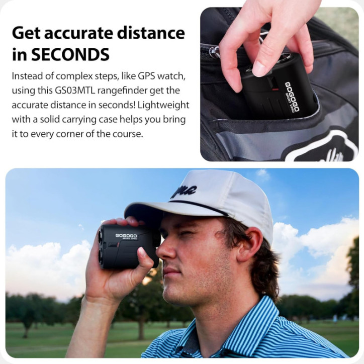 Gogogo Sport Vpro GS03 Télémètre Laser Golf/Chasse 1200Yds 6X Zoom Slope Pin-Seeker Ultra-Léger