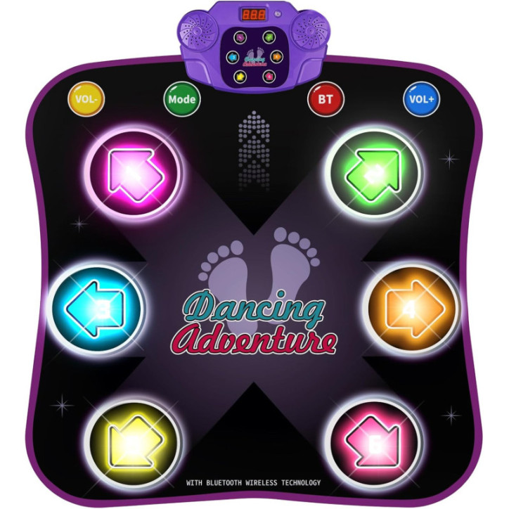 Flooyes Tapis de Danse Électronique Bluetooth Lumières 6 Boutons 5 Modes Jeux Cadeau Enfants 3-12 ans Flooyes Tapis de Danse Électronique Bluetooth Lumières 6 Boutons 5 Modes Jeux Cadeau Enfants 3-12 ans