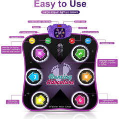 Flooyes Tapis de Danse Électronique Enfants 3-12 Ans Bluetooth