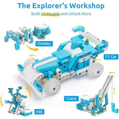 WhalesBot D1 Kit Robot STEM 21-en-1 pour Enfants 4+, 280+ pièces, Programmable via APP, Cadeau Idéal