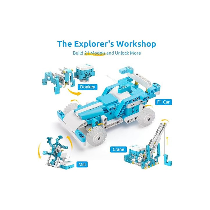 WhalesBot D1 21-in-1 STEM Coding Robot Kit for Kids 4+, 280+ Pieces, APP-Controlled Educational Toy Gift