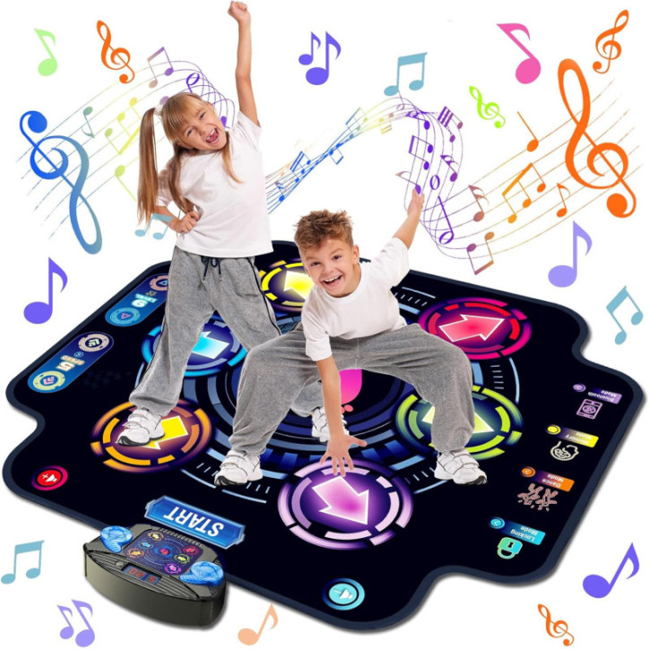 KIZJORYA Upgraded Kids Dance Mat, Wireless Bluetooth, 5 Speeds & 9 Levels, Light-Up Music Game Toy for Ages 3-10+