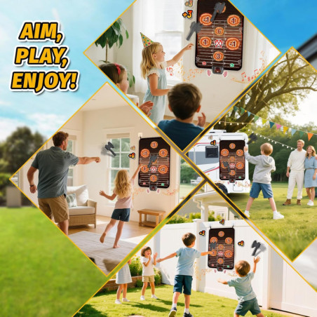 Axe Throwing Target Game Set with Electronic Scoring for Kids 3-10+ - Indoor & Outdoor Party Play