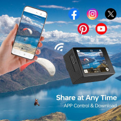 Caméra Sport 5K Étanche 170° WiFi 64GB Télécommande