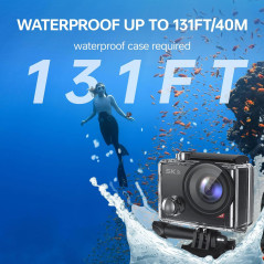 Caméra Sport 5K Étanche 170° WiFi 64GB Télécommande