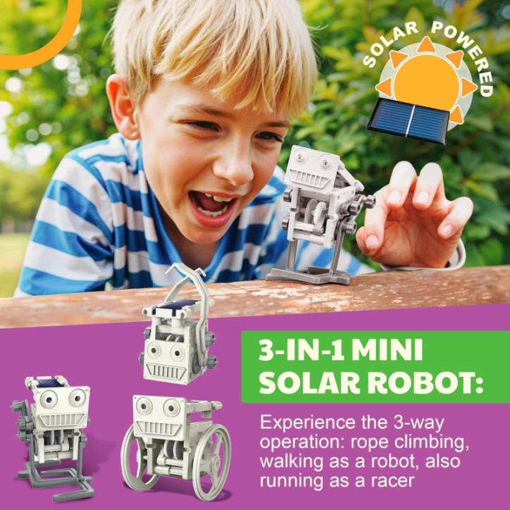 Green Science - Kit Robot Solaire 3-en-1 STEM - Robots Grimpants, Marcheurs & Cours DIY Educatif Enfant Green Science - Kit Robot Solaire 3-en-1 STEM - Robots Grimpants, Marcheurs & Cours DIY Educatif Enfant