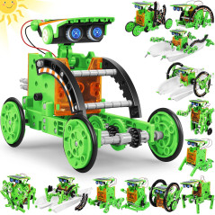 Bottleboom STEM Robot Solaire 13-en-1 Jouet Éducatif 8-12 Ans Kit Science Expérimentation Vert