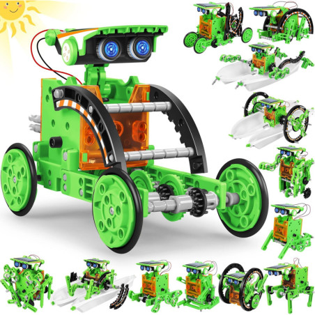 Bottleboom STEM Robot Solaire 13-en-1 Jouet Éducatif 8-12 Ans Kit Science Expérimentation Vert