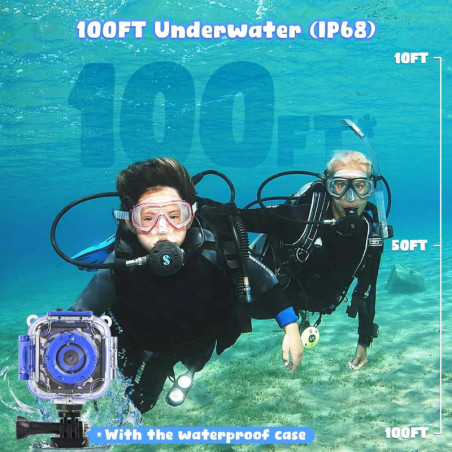 Appareil Photo Étanche PROGRACE pour Enfants 3-14 ans avec Vidéo Sous-Marine et Carte 32GB