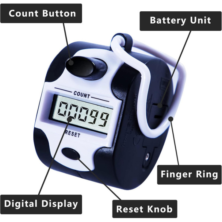 Compteur manuel digital 5 chiffres portable - Clicker mécanique pour points, personnes, golf, tours