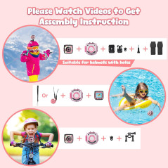 Caméra Étanche PROGRACE Kids 1080P HD pour Filles - Cadeau Enfant