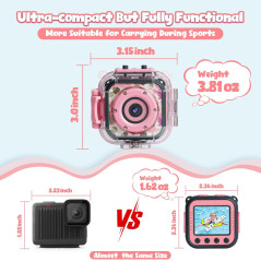 Caméra Étanche PROGRACE Kids 1080P HD pour Filles - Cadeau Enfant