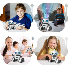 Aikmi Robot Télécommandé Rechargeable avec Projecteur, Capteur Gestuel et Musique pour Enfants 5-7 ans (Blanc)