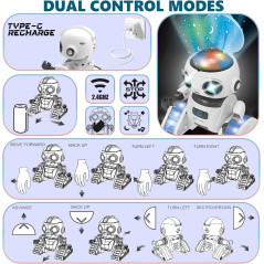 Aikmi Rechargeable Robot Toy for Kids 5-7 with Projector & Music