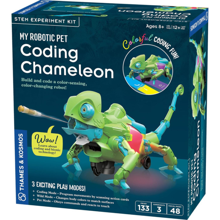 Kit STEM Thames & Kosmos My Robotic Pet : Caméléon Robot Programmable Sensor Couleur, 8+ ans, Sans Écran Kit STEM Thames & Kosmos My Robotic Pet : Caméléon Robot Programmable Sensor Couleur, 8+ ans, Sans Écran