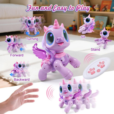 BIRANCO Robot Licorne Télécommandé pour Filles 3-6 Ans, Jouet Interactif STEM et Cadeau Surprise